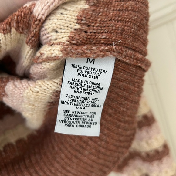 Celebrity Pink Medium Tan Striped Knit Button Up Cardigan Sweater - Picture 4 of 5